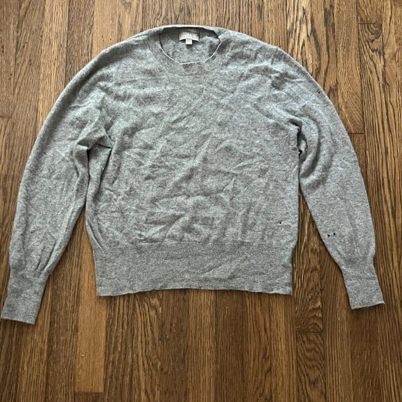Gray Large J Crew Cashmere Sweater Pullover, Men's Crewneck Cashmere Shirt - Picture 1 of 8